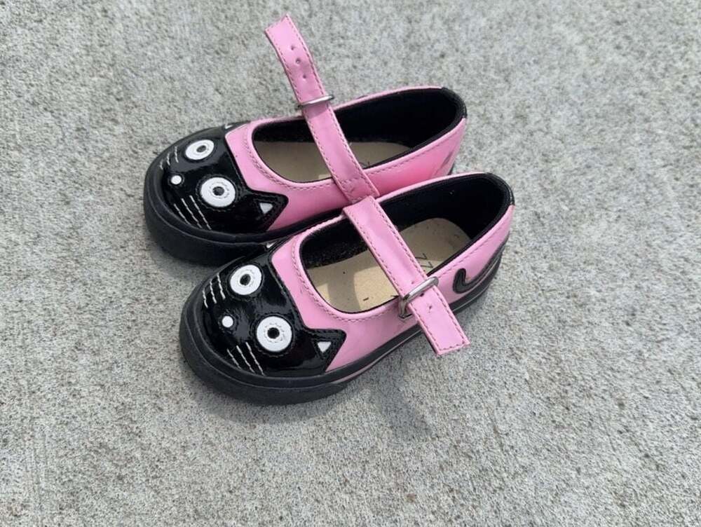 T.U.K. Pink and Black Cat Mary Jane Shoes Size 22